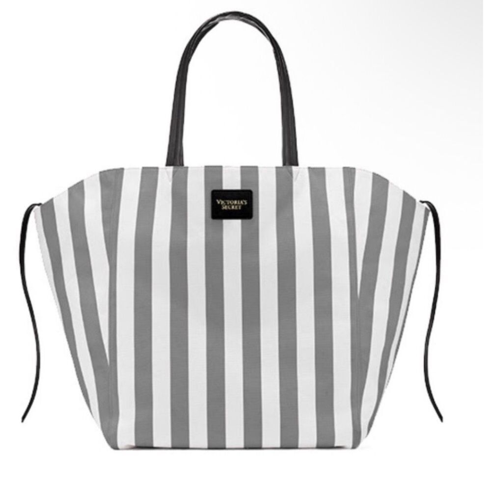 Victoria’s Secret Gray and White Striped Tote
